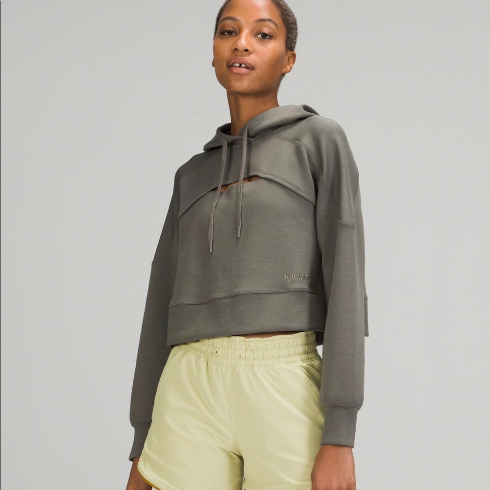 lululemon athletica Olive Green Cropped Hoodie Sweater
